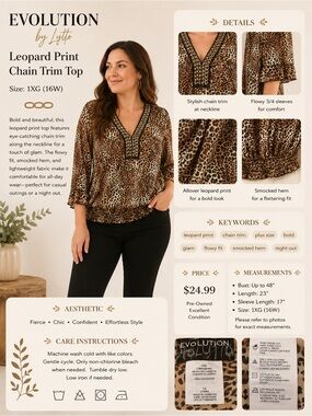 Revolution Leopard-Print V-Neck Tunic in Brown and Cream